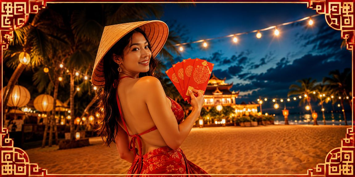 Phong bì đỏ ưu đãi và nón lá truyền thống tại Huế